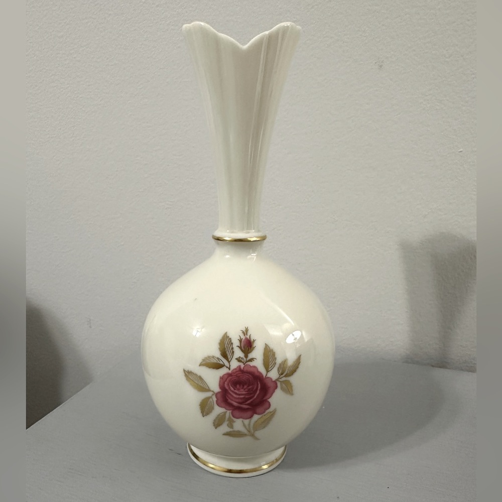 Vintage Lenox Rhodera Rose Vase Bulbous Bud Vase